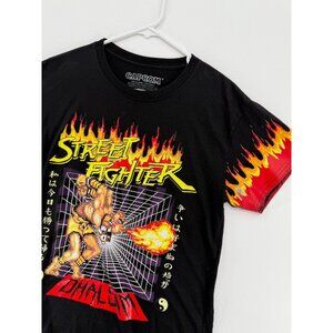 Capcom Street Fighter Dhalsim T-Shirt Black Mens M Tee Flame Short Sleeve Gaming